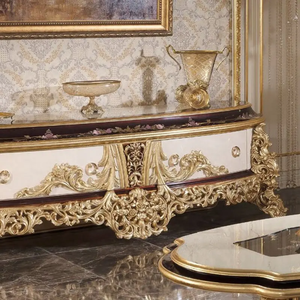 Mueble de TV de Madera de Caoba Sólida Clásico de Lujo, Estilo Europeo, Hecho a Mano, Muebles para Sala de Estar de Apartamento, Indonesia - Product Image 5