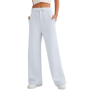 Pantalon de jogging évasé et ample pour femme en 100 % coton respirant et doux, coupe droite large, vente en gros - Product Image 3