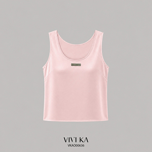 Débardeur en satin rose sans manches pour femme, col rond, respirant, style décontracté d'été, conception personnalisée ODM OEM HELENA - Product Image 2