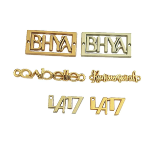 Custom Metal Labels Tags logo Brand Plate <b>Gold</b> Engraved Embossed for Hijab Garment Clothing <b>Clothes</b> and Leather Handbag Bag Wine - Product Image 2