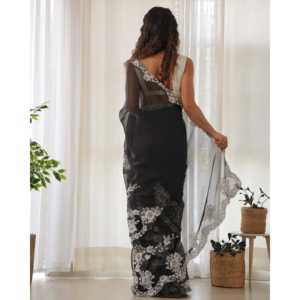 Stunning Thread Work and Cut Dana Embroidery Fancy <b>Saree</b> with Other Ethnic Accessories - Product Image 2