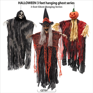 Nouvelle décoration suspendue d'Halloween de 3 pieds : Fantôme, Dieu de la Mort effrayant, Sorcière Épouvantail, pour la mise en scène de maison hantée et de fête - Product Image 2