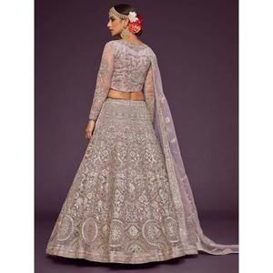 Precioso Lila Bordado Soft Net Lehenga Choli Con Dupatta - Product Image 5