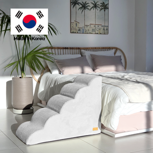 [AllmioPet] Marchepieds pour animaux de compagnie en tissu nuage doux, 5 marches, gris AMP 5 GR, pour canapé, lit, escalier pour chiens et chats à la maison - Product Image 1