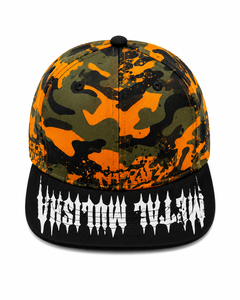 Gorra Snapback de 6 Paneles con Camuflaje Naranja y Logotipo de Escorpión Bordado en Blanco, Estilo Urbano Unisex - Product Image 3