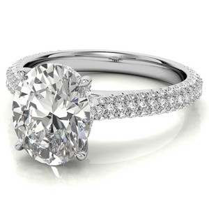 Anillo de Compromiso con Moissanita de Corte Brillante y Engaste de Puntas, Plata de Ley 925 Bañada en Oro Blanco, Certificado, para Promesa Nupcial y Boda - Product Image 3