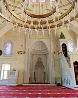 Mihrab en marbre incrusté, motif floral sculpté à la main, design moderne, résistant aux intempéries, personnalisable, à fixer au mur