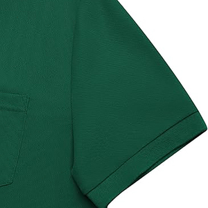 Polo Oxford à manches courtes vert uni pour homme avec poche poitrine, vêtement décontracté - Product Image 3