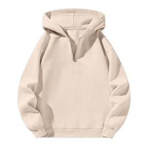 Sweat à capuche pour homme en molleton 100% coton de haute qualité, respirant, écologique, avec fermeture éclair quart, camouflage brodé, personnalisable, pas cher - Product Image 1