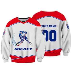 Camiseta de Hockey sobre Hielo Personalizada con Estampado Sublimado, Cuello Redondo, Manga Larga, Unisex, para Adultos, Transpirable, de Poliéster, Ropa Deportiva - Product Image 5