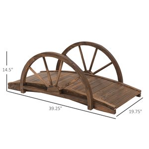 Ponte da Giardino in Legno da 1m (3.3ft) con Ringhiera a Mezza Ruota, Costruzione Solida in Abete, Legno Tinto per Paesaggistica e Terrazze - Product Image 3