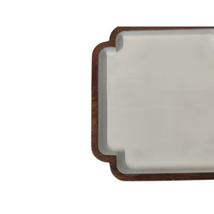 Plateaux de table en bois de manguier faits à la main en émail blanc carré unique brun naturel foncé artisanal servant décoratif en résine de Noël - Product Image 2