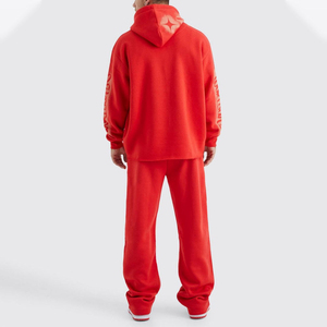 Conjunto de Sudadera con Capucha y Pantalones Acampanados para Hombre, Estilo Urbano, Estampado, Ajuste Holgado, Ropa de Invierno, Material de Forro Polar - Product Image 2