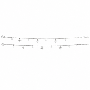 925 Sterling Silver Cross Charm <b>Anklet</b> for Women High Polish Cubic Zirconia Dangle Design Daily Wear Beach Party Anniversary - Product Image 5