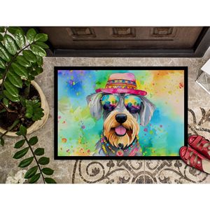 Schnauzer Hippie Dawg Doormat Non Slip Washable Low Pile 24H X 36W Indoor <b>Outdoor</b> Front <b>Door</b> <b>Mat</b> for Entryway - Product Image 3