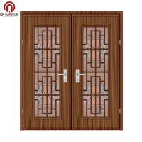 Porte de Villa en Bois Massif, Modèles de Portes Doubles Extérieures, Design Moderne Classique, Cadres Finis Naturels, Isolation Phonique pour Appartement, ISO 9001