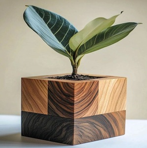 Maceta de Madera de Lujo en Forma de Cubo, Moderna, Decorativa, para Plantas de Interior, Decoración del Hogar - Product Image 1