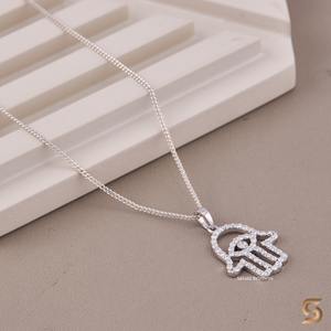 Collier Pendentif Main de Hamsa en Moissanite et Argent Sterling 925, Bijou Spirituel pour Cadeau de Fête Satani - Product Image 6
