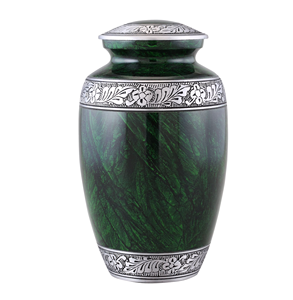 Urna Funeraria de Metal y Latón Grabada en Color Verde Clásico para Cenizas de Adultos, Estilo Europeo Ecológico de 200 Cúbicos - Product Image 2