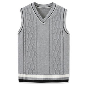 Chaleco de Punto con Cuello en V para Niños, Suéter sin Mangas de Algodón con Trenzas, Chaleco de Uniforme Escolar - Product Image 4
