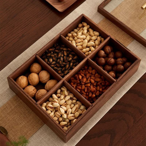 Boîte à fruits secs en bois tendance avec 3 compartiments, couvercle hermétique, design minimaliste, récipient de rangement pour la cuisine - Product Image 5