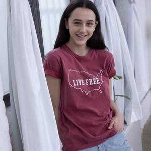 Camiseta de mujer de cuello redondo para niña Cómoda y suave hecha de tejido de bambú-Spandex - Product Image 3