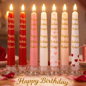 Velas de Cera de Soja y Parafina Personalizadas con Nombre para Cumpleaños, Diseño Romántico de Corazón, Sin Humo, Hechas a Mano para Fiestas - Product Image 1