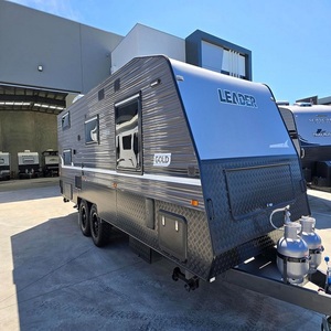 Modern Gray Aluminum Travel Trailer with <b>Slide</b>-Out Kitchen and 6 Person Sleeping Capacity for Outdoor Adventures - Product Image 3
