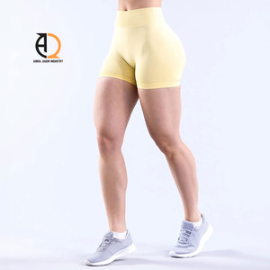 High Quality Custom Workout Shorts for Women High <b>Cross</b> Waist Scrunch Butt Lifting Tummy Control Yoga Athletic Biker Shorts - Product Image 3