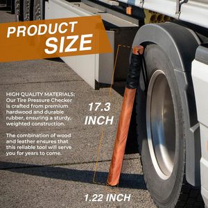 Verificador de Presión de Neumáticos para Camioneros, Herramienta para Comprobar la Presión de las Ruedas, Percutor de Neumáticos de Madera con Peso y Agarre Adicional - Product Image 2
