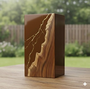Luxury Brown & Gold Resin Cremation Urn Modern Wood <b>Memorial</b> <b>Keepsake</b> Luxury Handcrafted Rosewood Urn <b>Box</b> Handcrafted Rosewood - Product Image 3