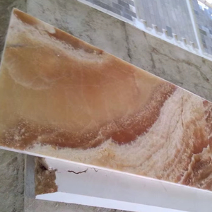 Dalle de pierre onyx brun translucide moderne, écologique et durable, finition polie, découpe sur mesure, tolérance, pour murs intérieurs d'hôtels - Product Image 1