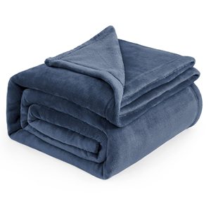 Couverture chauffante portable en peluche bleu marine uni, pliable, en polaire douce, légère, confortable pour le voyage, chaleur douillette, 0,5-1,5 kg, lavable en machine - Product Image 1