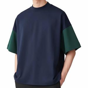 High Quality 100% Cotton Men's Oversized Drop Shoulder Crew Neck <b>Tshirt</b> Quick Dry High Street Style Solid Pattern for Summer - Product Image 1