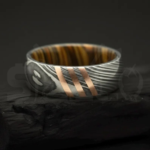 Hot Selling Handmade Copper Damascus Steel <b>Ring</b> for <b>Men</b> Women Wedding Band Fashion Party <b>Ring</b> Custom Latest Design OEM Supplier - Product Image 3