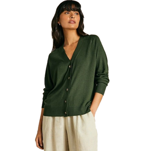Cárdigan de Punto Verde para Mujer, Cuello en V, Manga Larga, Botones al Frente, Color Sólido, Estilo Minimalista, Casual, para Todas las Temporadas - Product Image 1