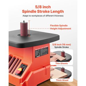 Levigatrice a mandrino oscillante da banco 2400 RPM, area di lavoro 15,4 x 16,3 pollici, 6 attacchi (da 1/2 a 3 pollici), corsa 5/8 pollici, per modellatura a mandrino - Product Image 4
