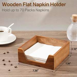 Porte-serviettes de table en bois, distributeur de serviettes avec grande ouverture latérale pour serviettes en papier, style ferme, décoration de table pour la maison - Product Image 5