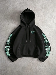 Sudadera con capucha de lujo con cremallera y gráfico de calavera de diamantes de imitación negros, de forro polar grueso, estilo urbano, para hombre y mujer, de fábrica - Product Image 1