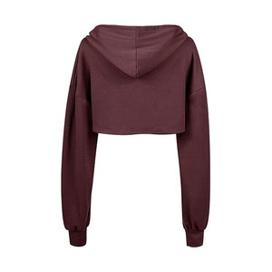 Oem Service Womens Crop Cut Hooded Hoodies Winter Windproof Breathable Anti-pilling Canvas Fabric Customizable High Quality - Product Image 2