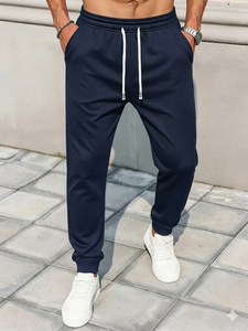 Pantalon de jogging ample pour homme en molleton Oxford 100 % coton, avec plis sur le devant, taille élastique, coupe décontractée, printemps-automne - Product Image 4