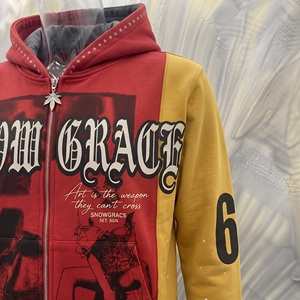 Sudadera con Capucha y Cierre de Cremallera para Hombre Snowgrace, Diseño Color Block, Estilo Urbano, Corte Holgado, Largo Regular, Ropa de Otoño - Product Image 6