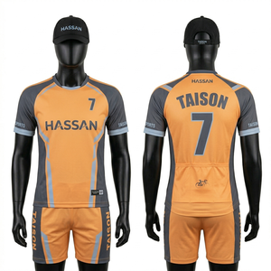 Uniforme de badminton pour hommes, 110 GSM, polyester respirant, bleu marine, design à panneaux géométriques, logo personnalisé par transfert thermique - Product Image 3
