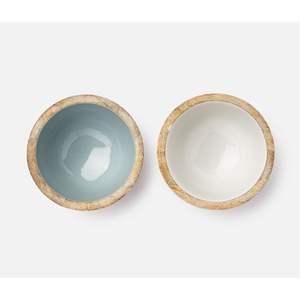 Juego de Tazones para Servir Hechos a Mano de Madera de Mango Esmaltada - Tazón Redondo de Madera Natural para Ensaladas, Decoración de Cocina, Vajilla Ecológica al por Mayor - Product Image 1