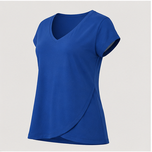 Camiseta de Mujer Azul Rey con Cuello en V y Manga Corta, Corte Holgado, WTS-0118 - Product Image 3
