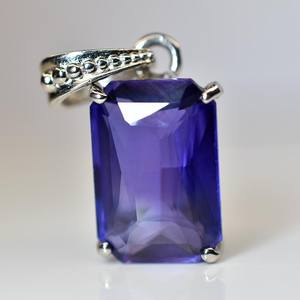 Pendentif en améthyste violette naturelle, argent sterling 925, collier avec pierre précieuse taille émeraude, bijoux fins, cadeau de fiançailles haut de gamme pour elle - Product Image 1