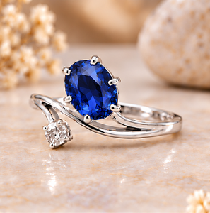 925 Sterling <b>Silver</b> Blue Sapphire <b>Ring</b>, Faceted Blue Gemstone Jewelry, Elegant <b>Statement</b> <b>Ring</b>, Women’s Gift - Product Image 1
