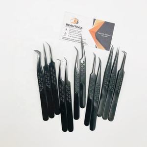 Pinzas de extensión de pestañas de acero inoxidable con Plasma negro con logotipo privado personalizado profesional Diseño de punta de volumen puntiagudo sostenible - Product Image 5