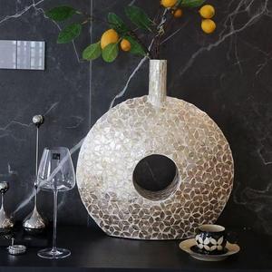 Jardinière en métal avec incrustation de os, faite à la main, de forme ronde, style minimaliste, pour la décoration de la maison, produit de luxe, exportations en gros - Product Image 5