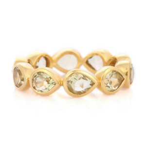 Bague d'éternité en or 18 carats avec topaze citron - Sertissage micro-pavé - Bague de mariage - Product Image 2